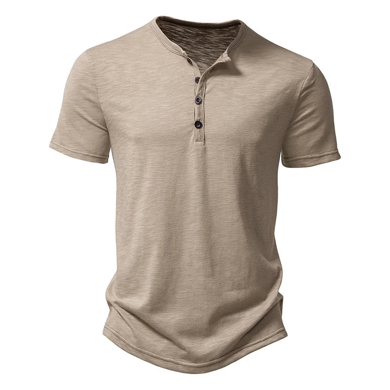 Henley Collar Men's Summer Casual T-Shirt