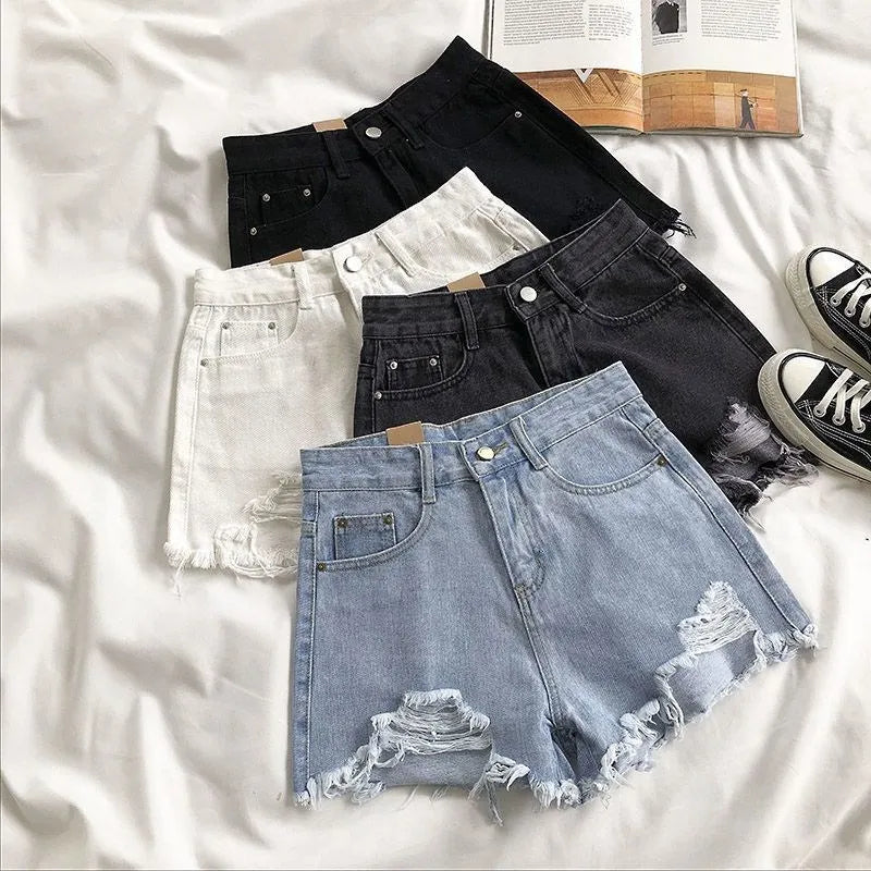 Women’s High Waist Ripped Denim Shorts