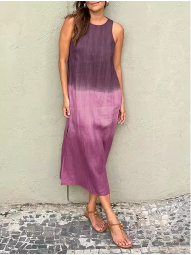 Elegant Gradient Sleeveless Vacation Dress