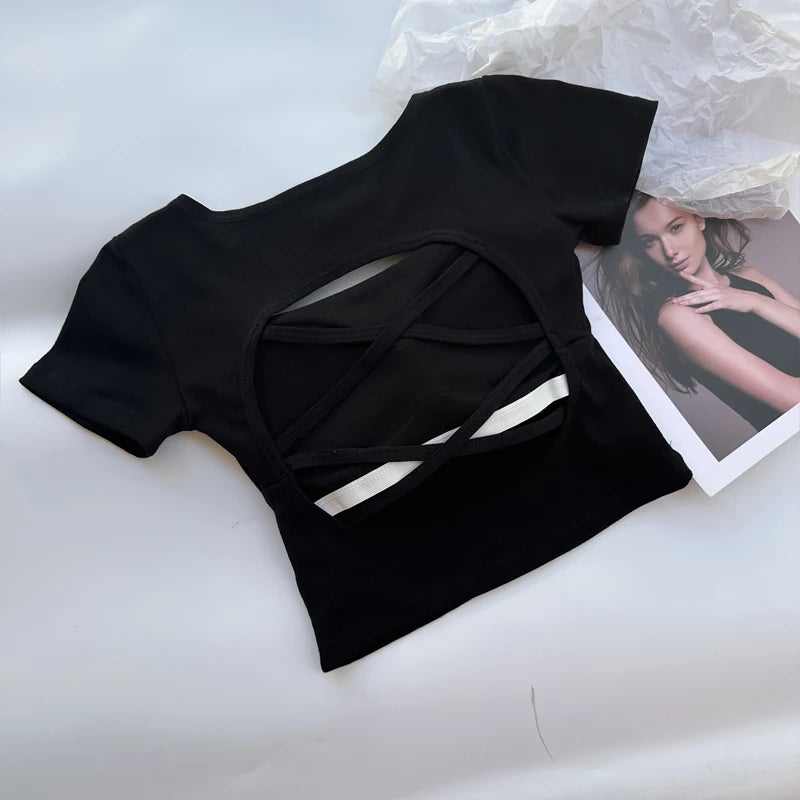 Women's Square Neck Crop Top with Built-in Bra