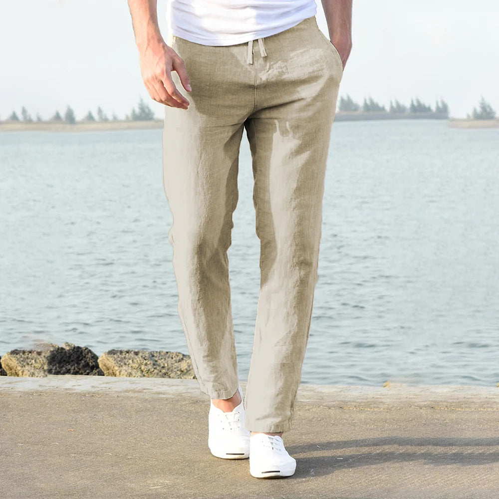 Cotton Linen Pants – Breathable Solid Color Trousers