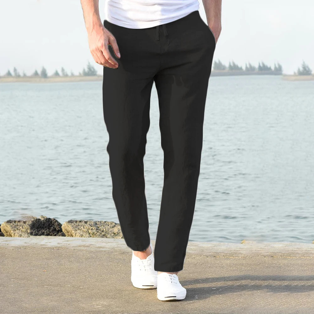 Cotton Linen Pants – Breathable Solid Color Trousers