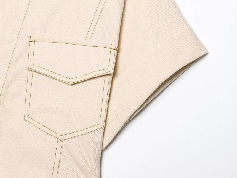 ETJ 2025 Summer Pleated Denim Midi Dress