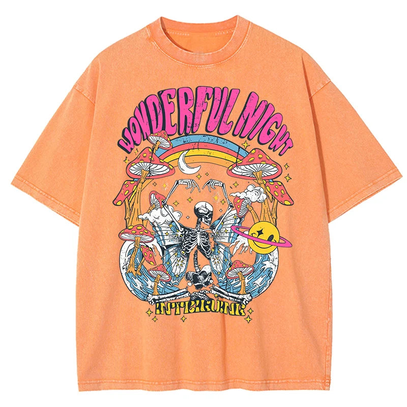 Skeleton Butterfly Wave Print Oversized Women's T-Shirt