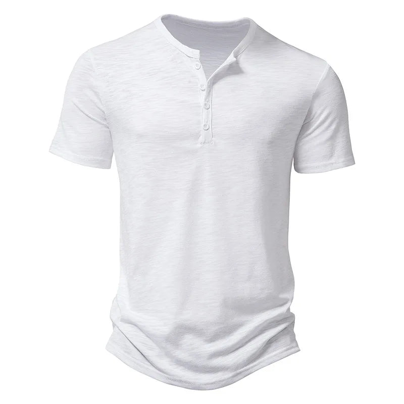 Henley Collar Men's Summer Casual T-Shirt