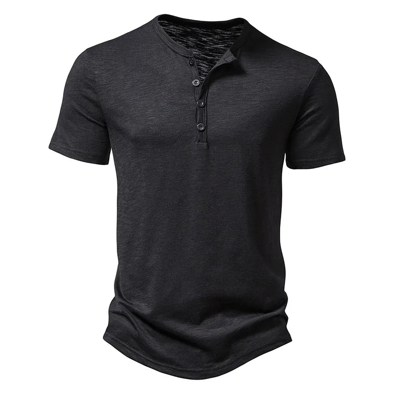 Henley Collar Men's Summer Casual T-Shirt