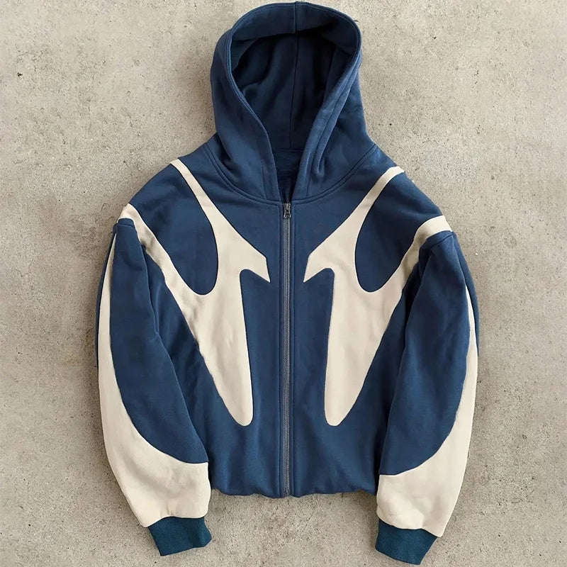 Y2K Devil Print Zip Hoodie