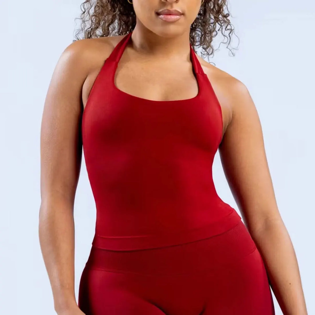 NCLAGEN Women's Padded Halter Gym Top – Strappy Longline Activewear