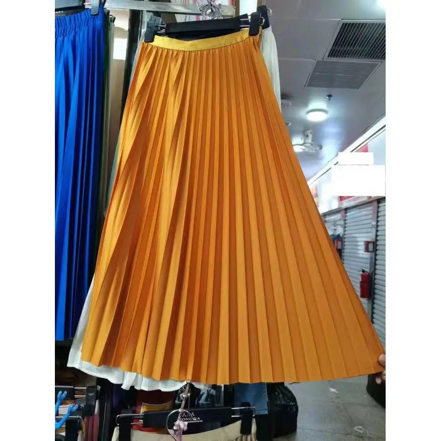 Elegant High Waist Pleated Midi Skirt