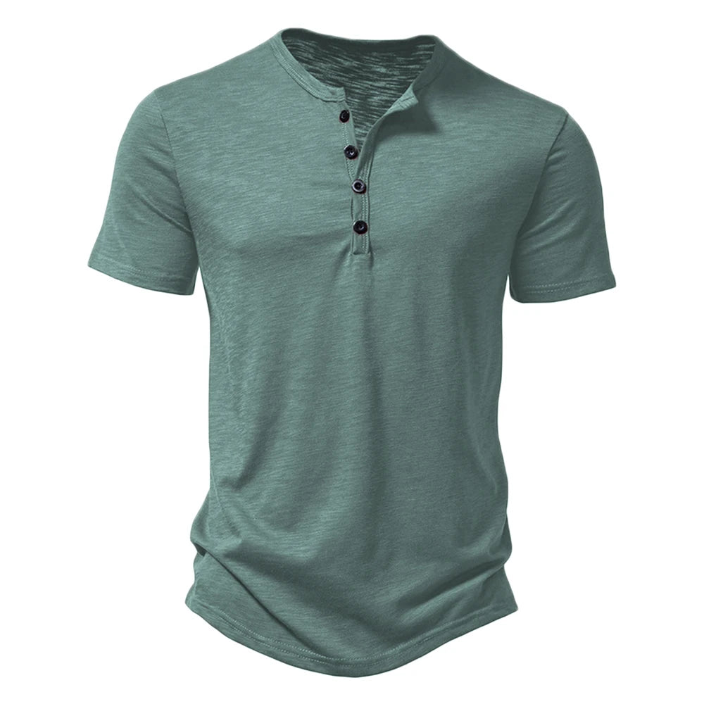 Henley Collar Men's Summer Casual T-Shirt