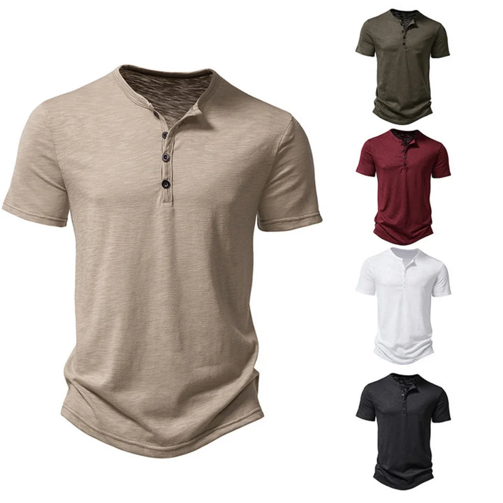 Henley Collar Men's Summer Casual T-Shirt