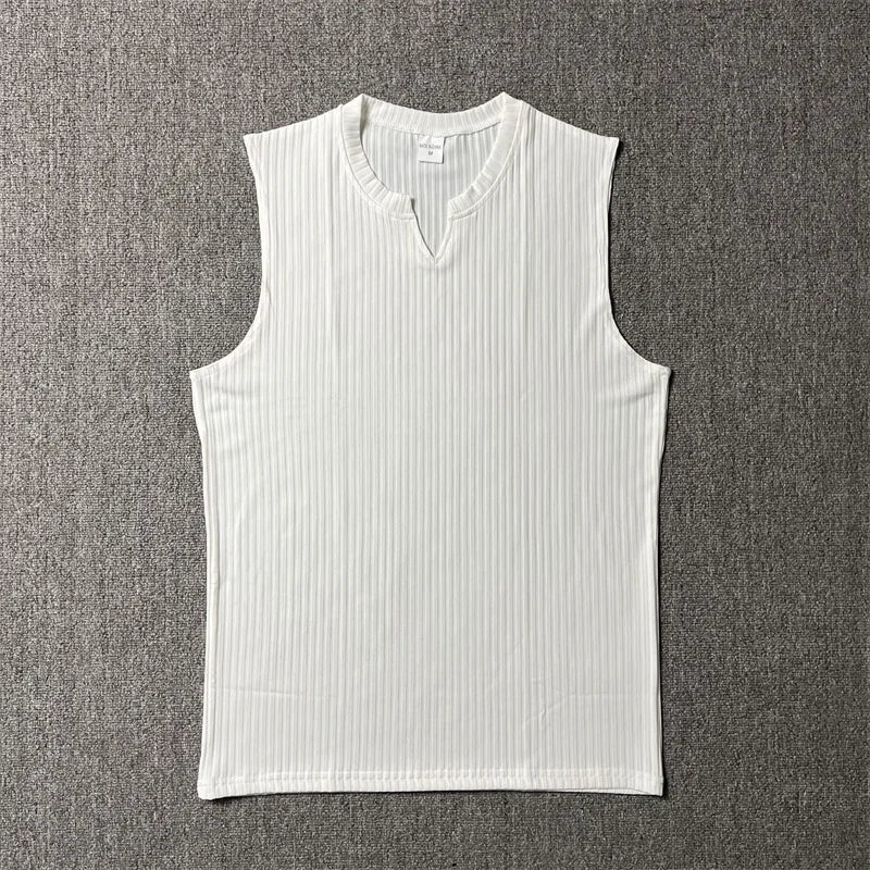 Men's Stripe V-Neck Gym Tank Top