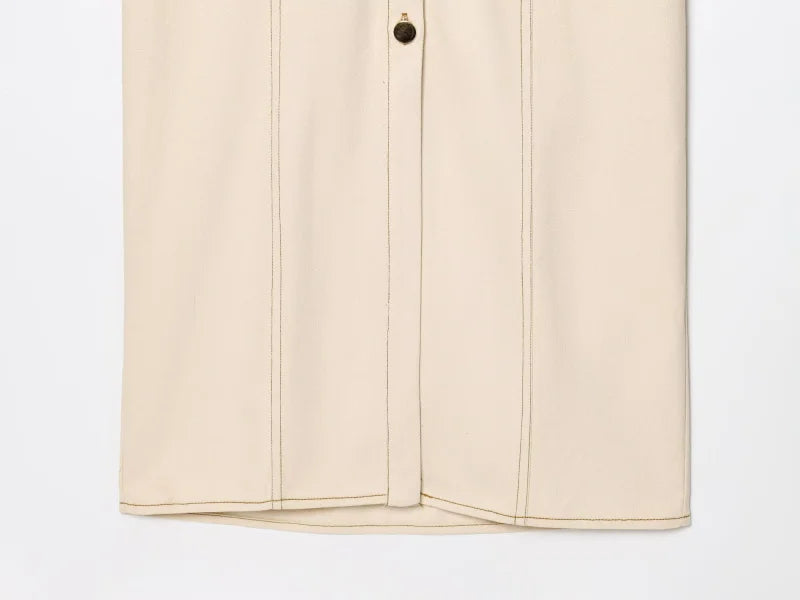 ETJ 2025 Summer Pleated Denim Midi Dress