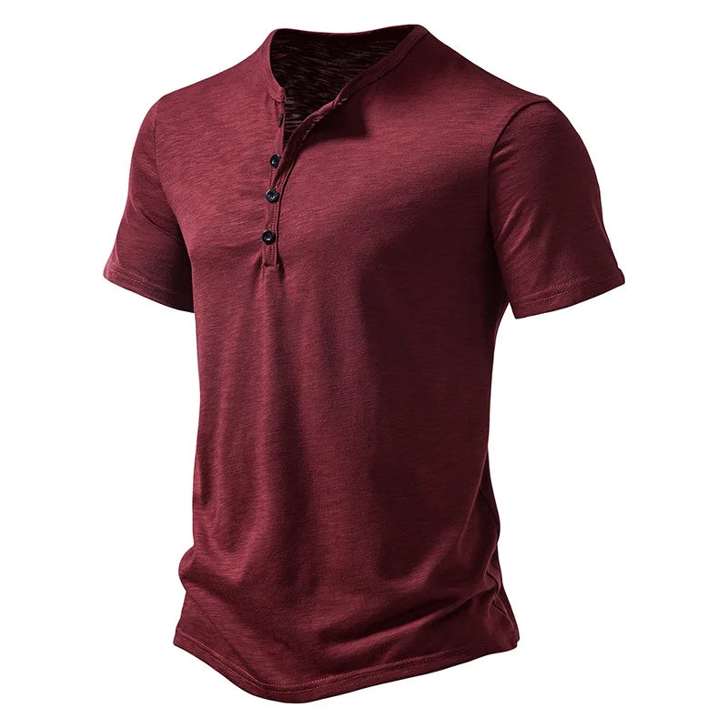 Henley Collar Men's Summer Casual T-Shirt