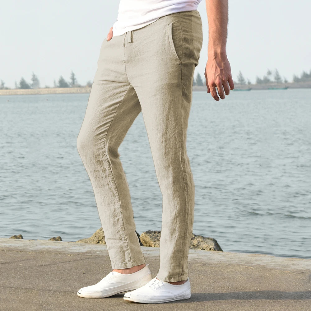 Cotton Linen Pants – Breathable Solid Color Trousers