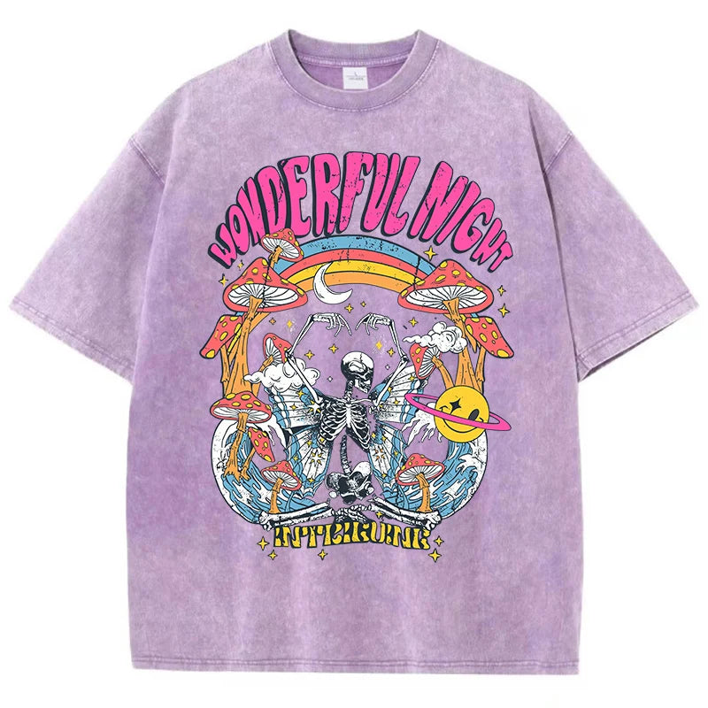 Skeleton Butterfly Wave Print Oversized Women's T-Shirt