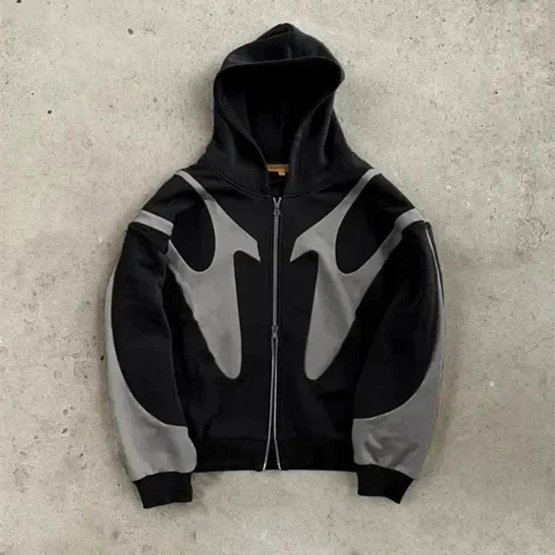 Y2K Devil Print Zip Hoodie