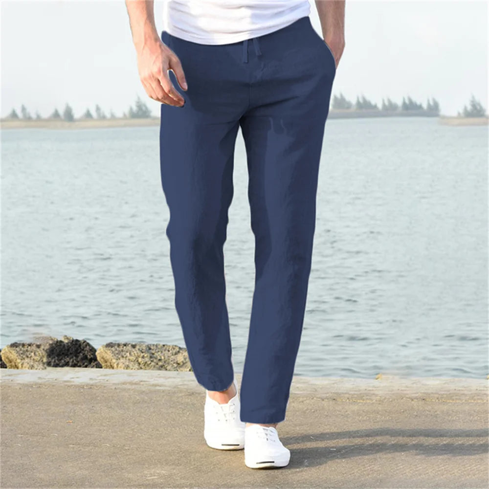 Cotton Linen Pants – Breathable Solid Color Trousers