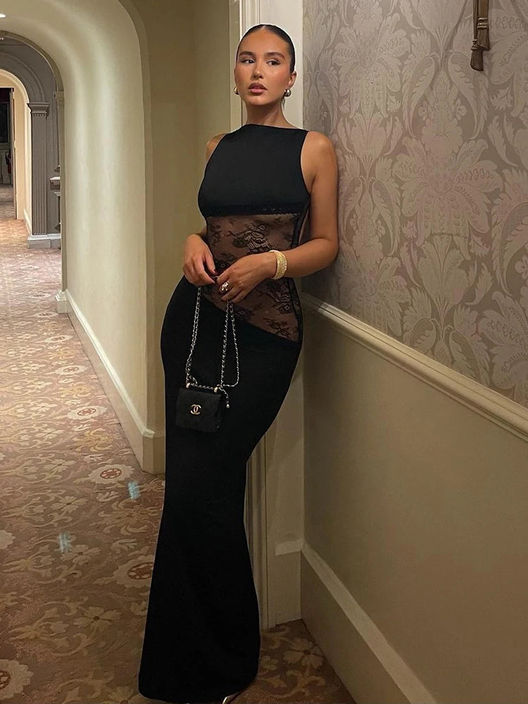 Backless Bodycon Mesh Dress