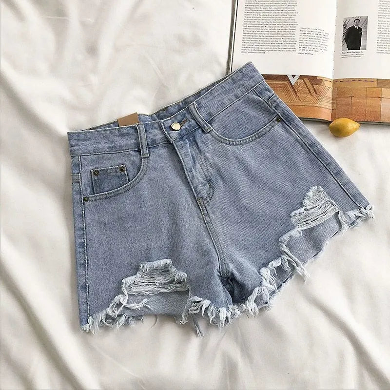 Women’s High Waist Ripped Denim Shorts