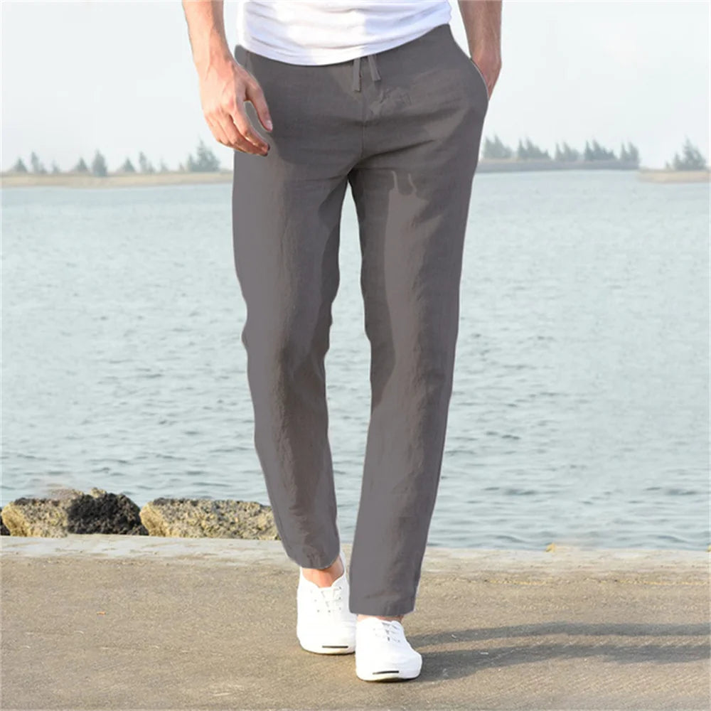Cotton Linen Pants – Breathable Solid Color Trousers
