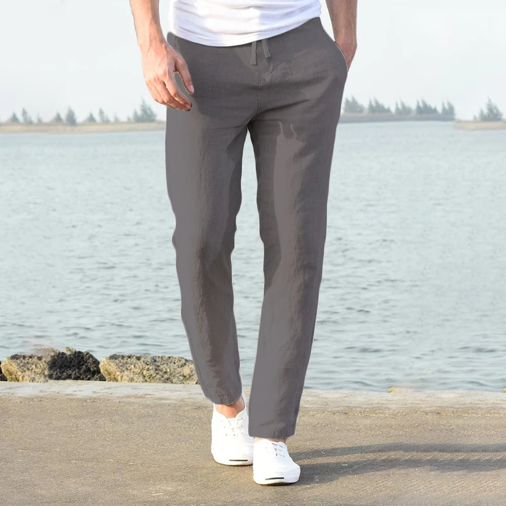 Cotton Linen Pants – Breathable Solid Color Trousers