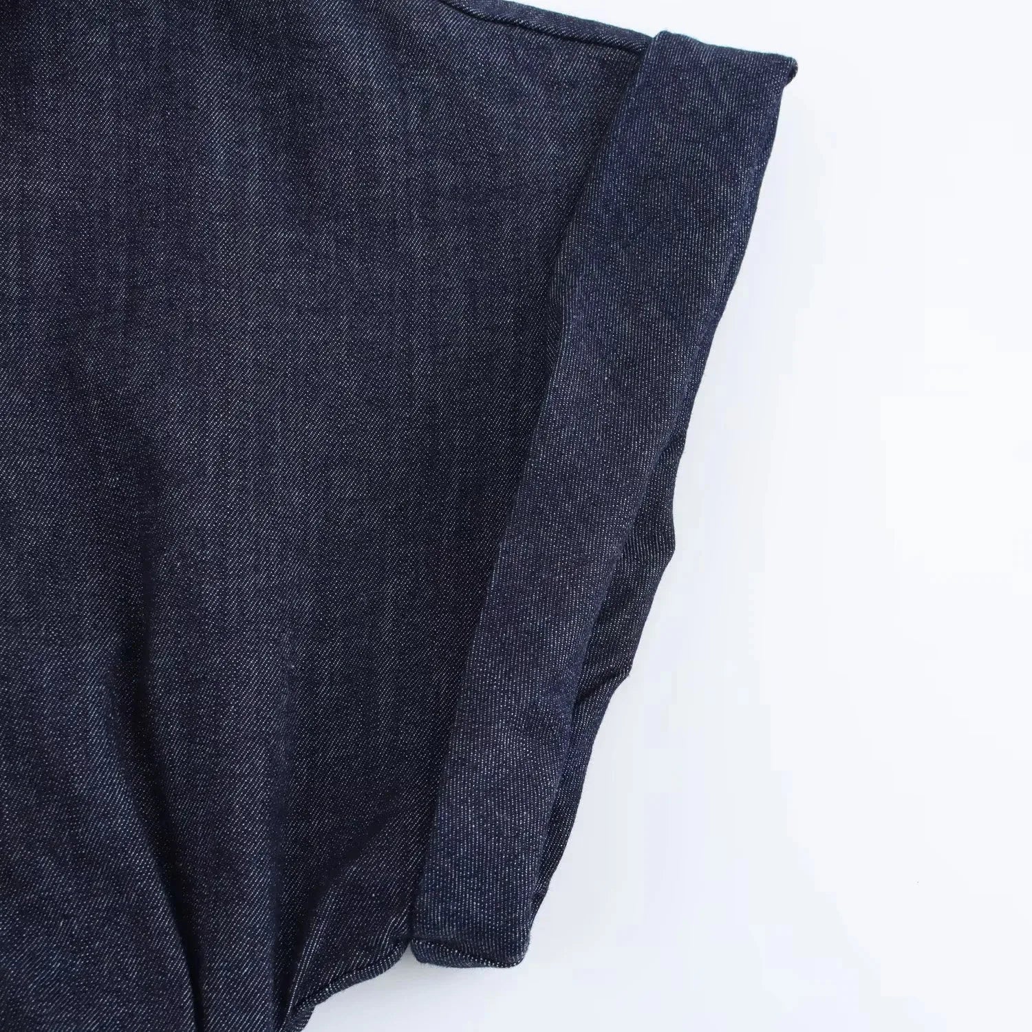 TRAF Ruched Denim Midi Dress