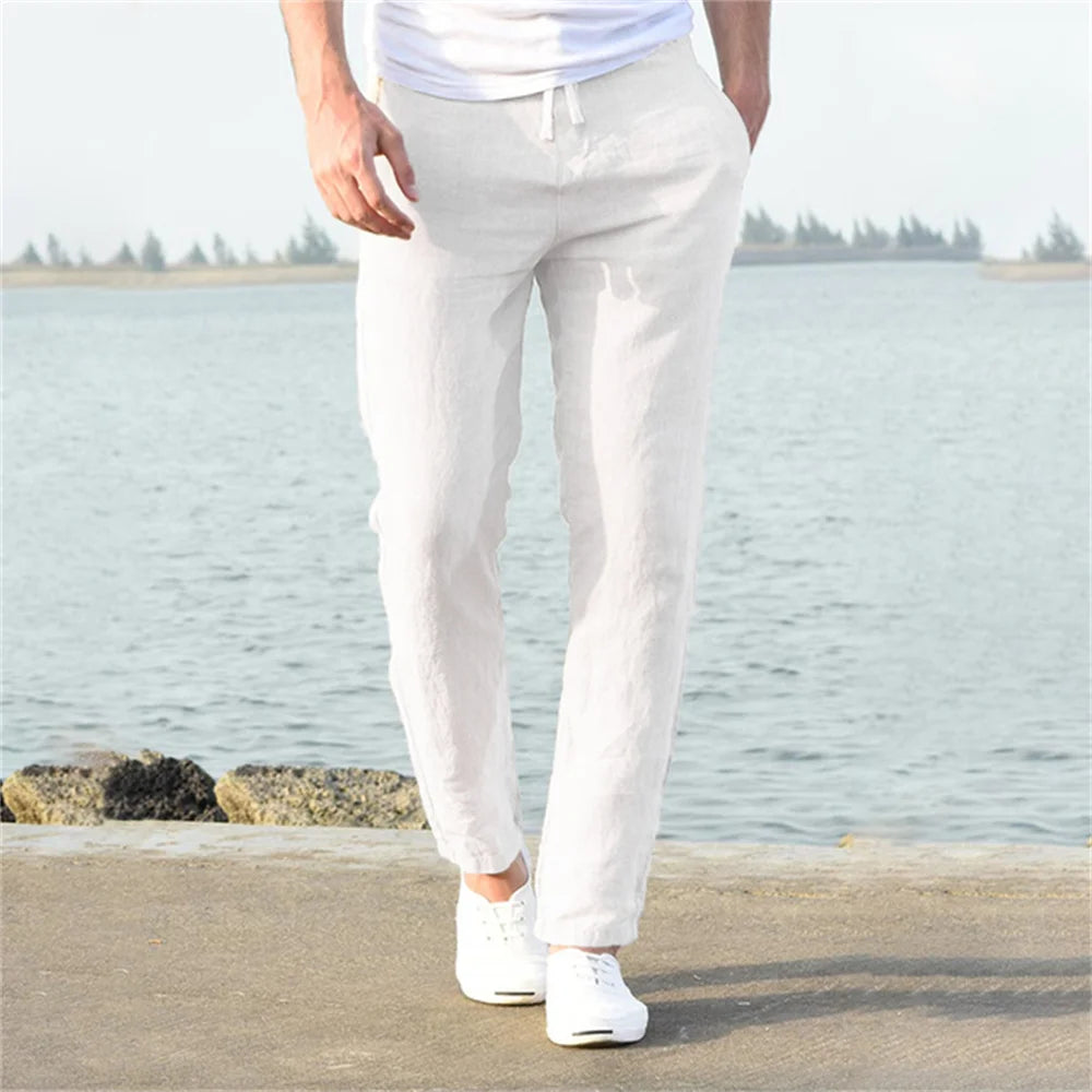 Cotton Linen Pants – Breathable Solid Color Trousers