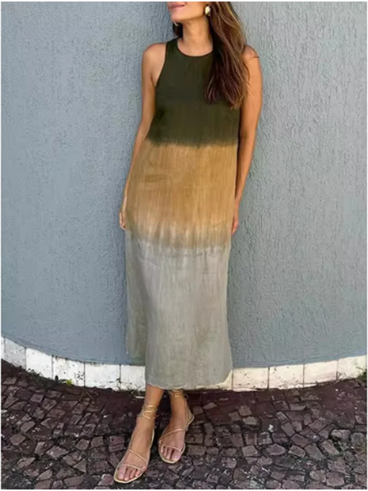Elegant Gradient Sleeveless Vacation Dress