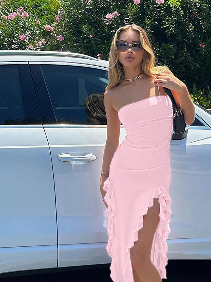 One-Shoulder Slim Fit Irregular Dress