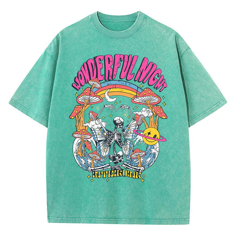 Skeleton Butterfly Wave Print Oversized Women's T-Shirt