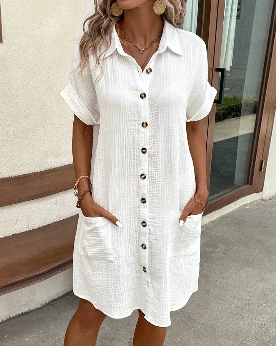 Vintage Cotton Linen Mini Dress