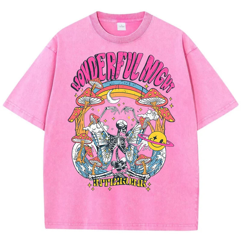 Skeleton Butterfly Wave Print Oversized Women's T-Shirt