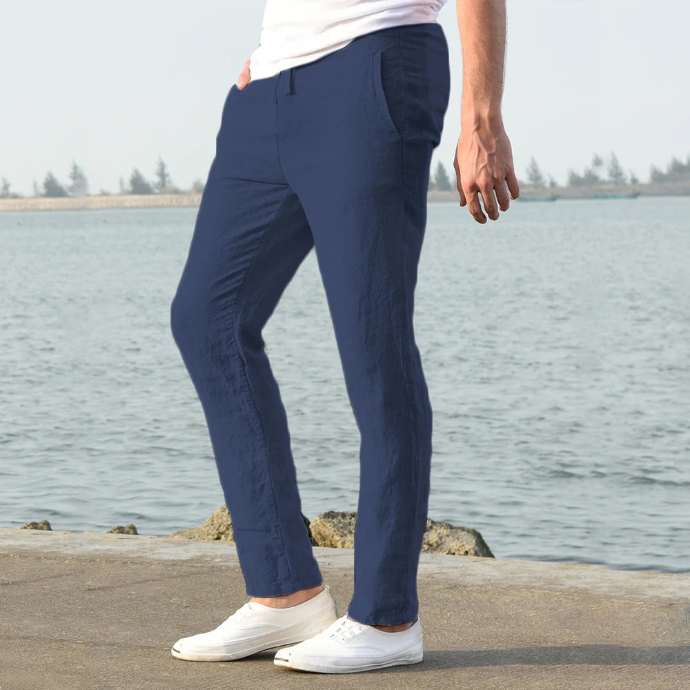Cotton Linen Pants – Breathable Solid Color Trousers