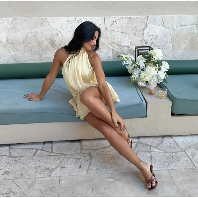 Backless V-Neck Sling Dress