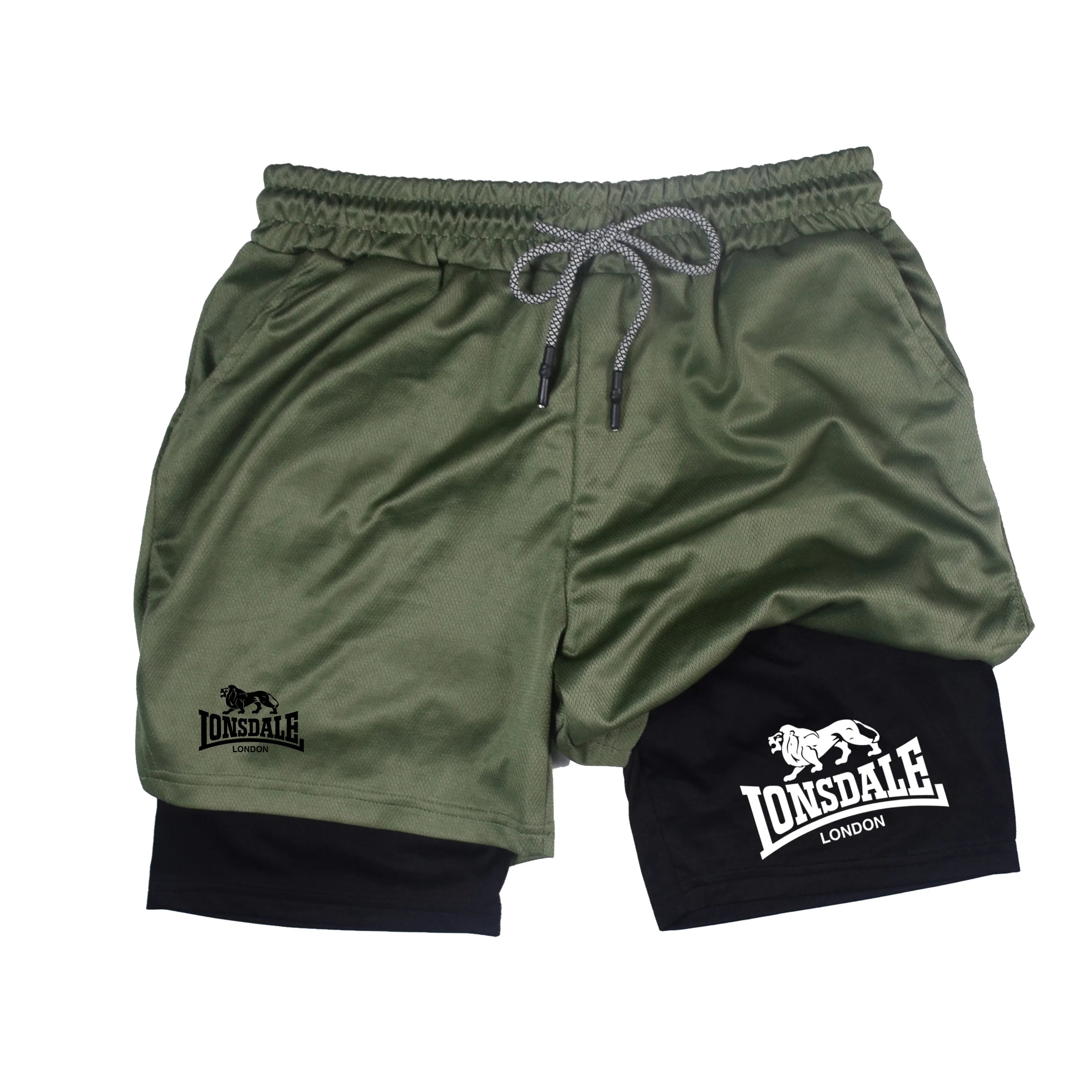 2-in-1 Men's Workout Running Shorts with Phone Pocket