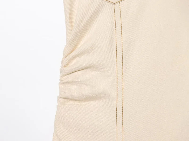 ETJ 2025 Summer Pleated Denim Midi Dress