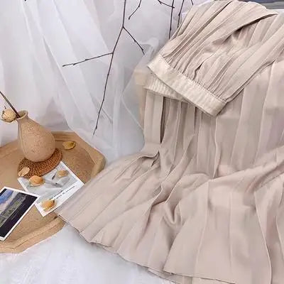 Elegant High Waist Pleated Midi Skirt