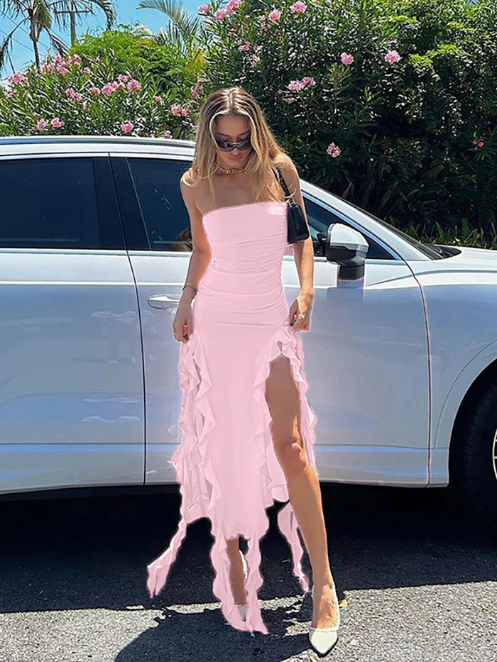 One-Shoulder Slim Fit Irregular Dress