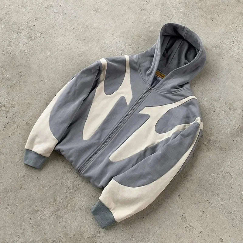 Y2K Devil Print Zip Hoodie