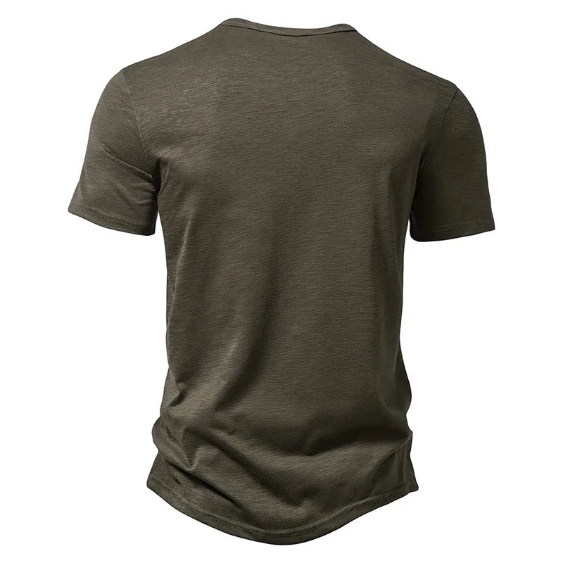 Henley Collar Men's Summer Casual T-Shirt