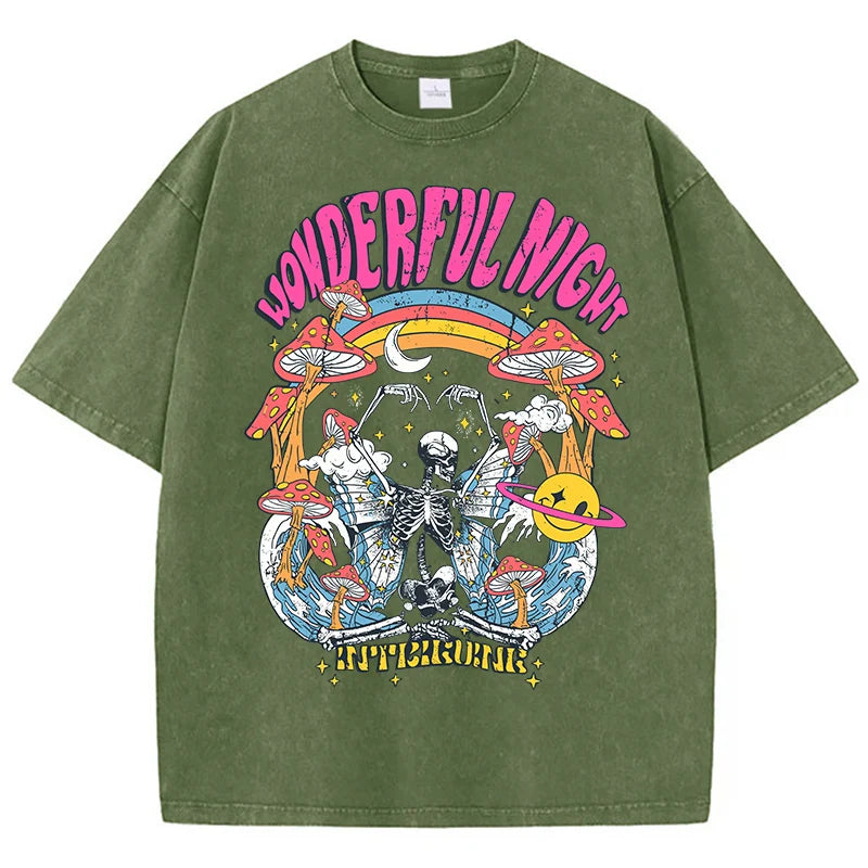 Skeleton Butterfly Wave Print Oversized Women's T-Shirt