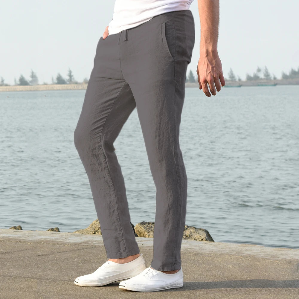 Cotton Linen Pants – Breathable Solid Color Trousers