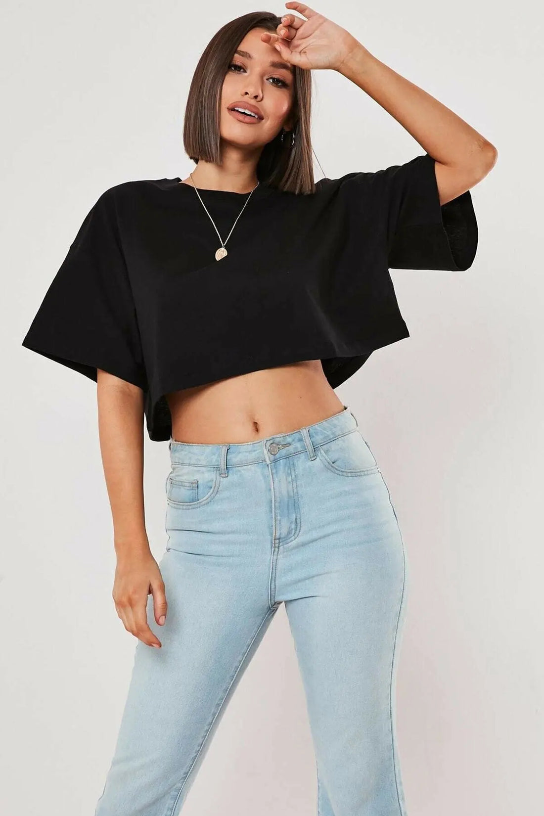 Women's Cotton Yoga Crop Top – Loose Fit Sport T-Shirt
