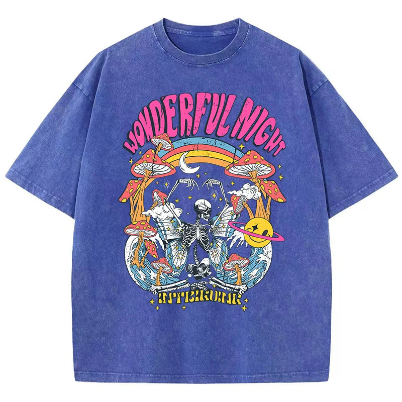 Skeleton Butterfly Wave Print Oversized Women's T-Shirt