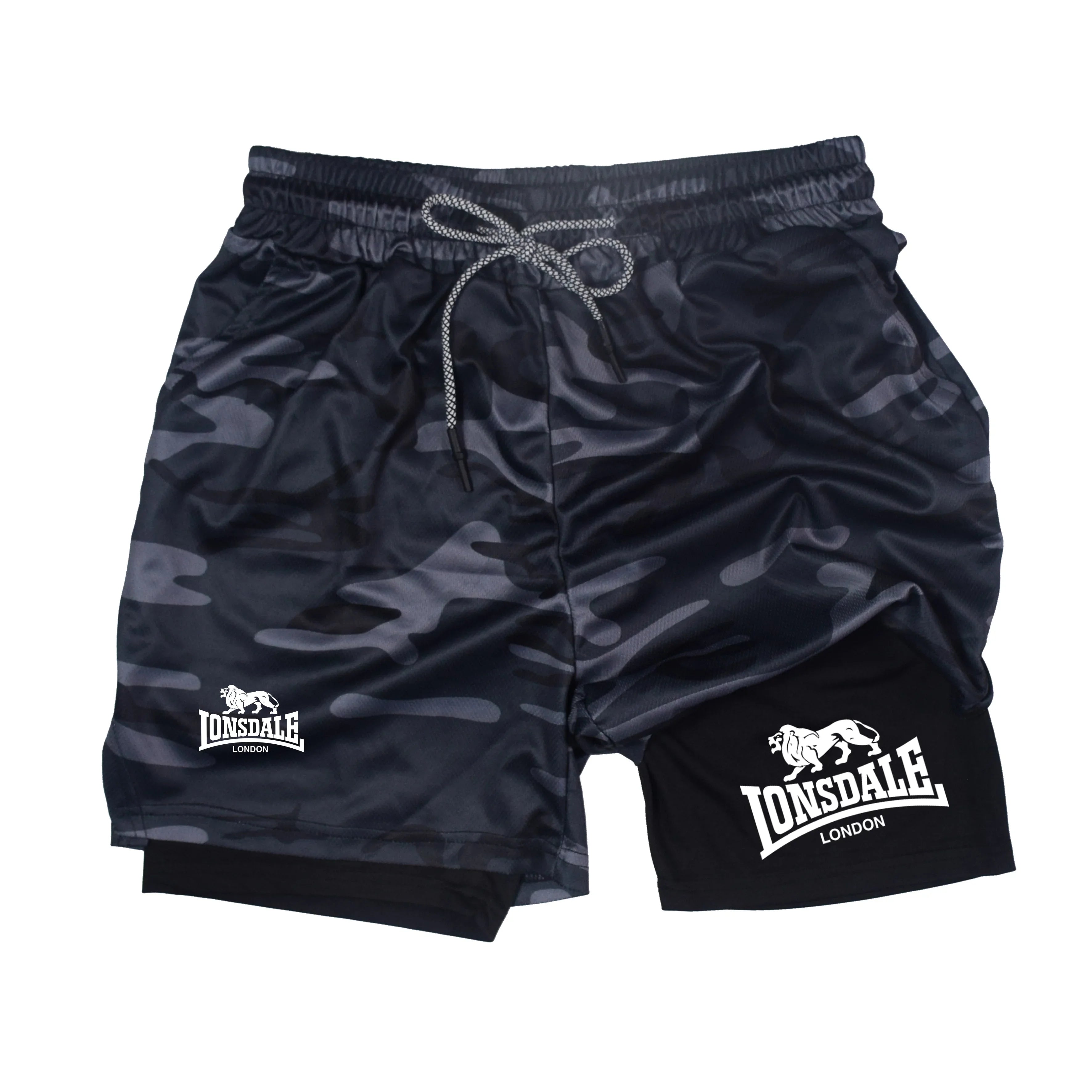 2-in-1 Men's Workout Running Shorts with Phone Pocket