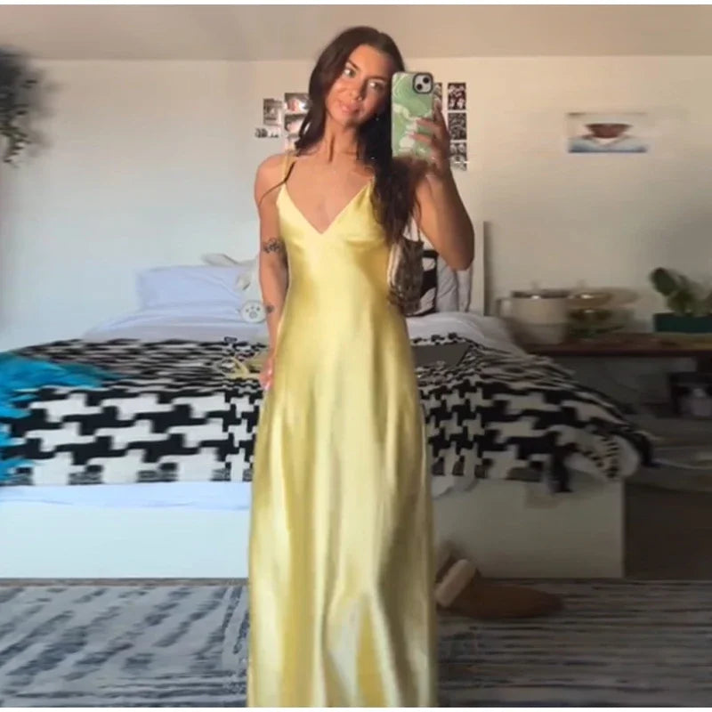 Backless V-Neck Sling Dress