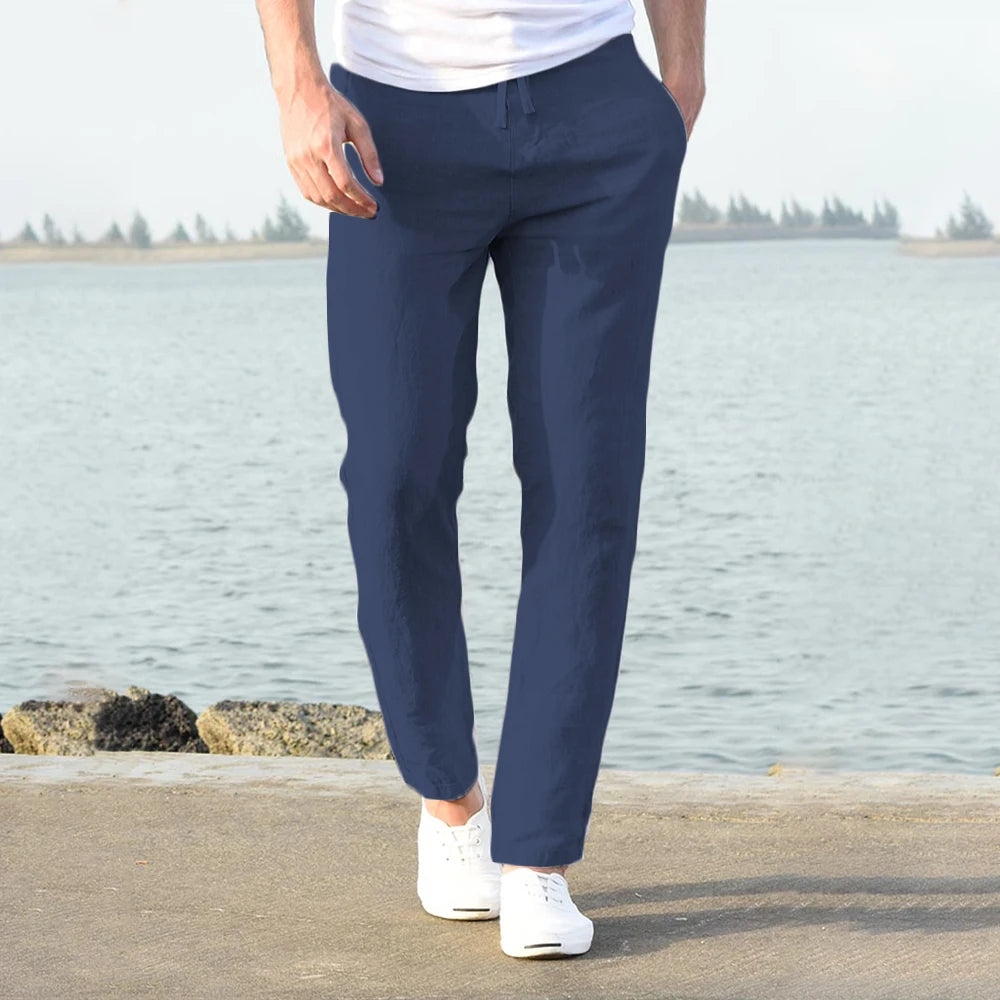 Cotton Linen Pants – Breathable Solid Color Trousers
