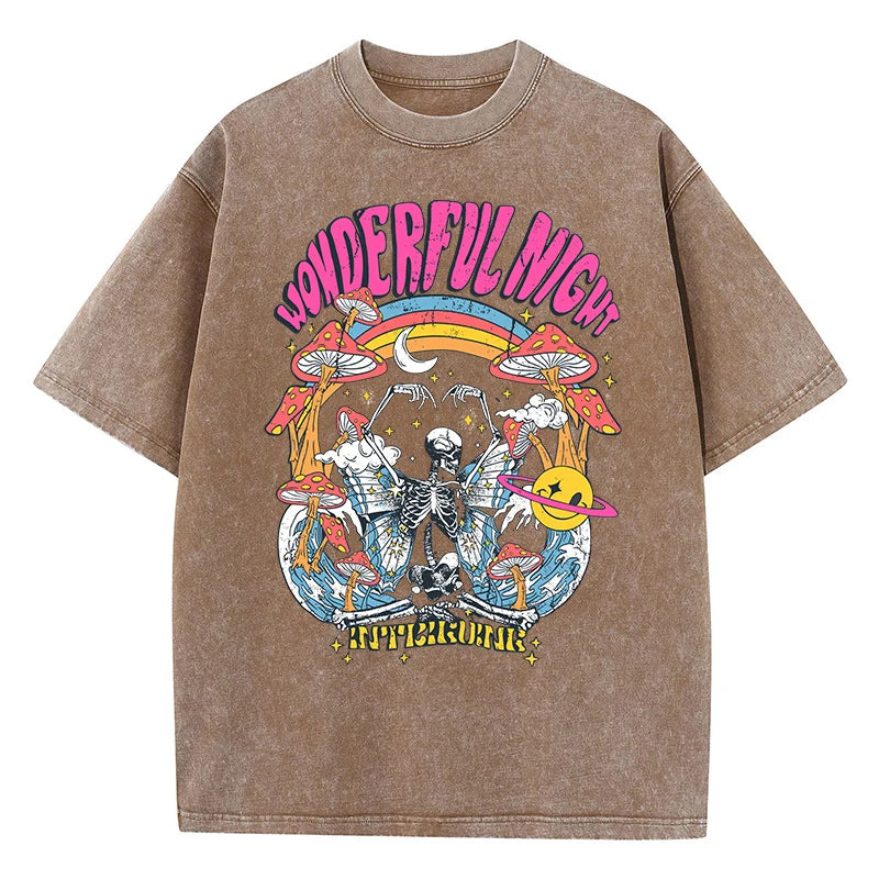 Skeleton Butterfly Wave Print Oversized Women's T-Shirt