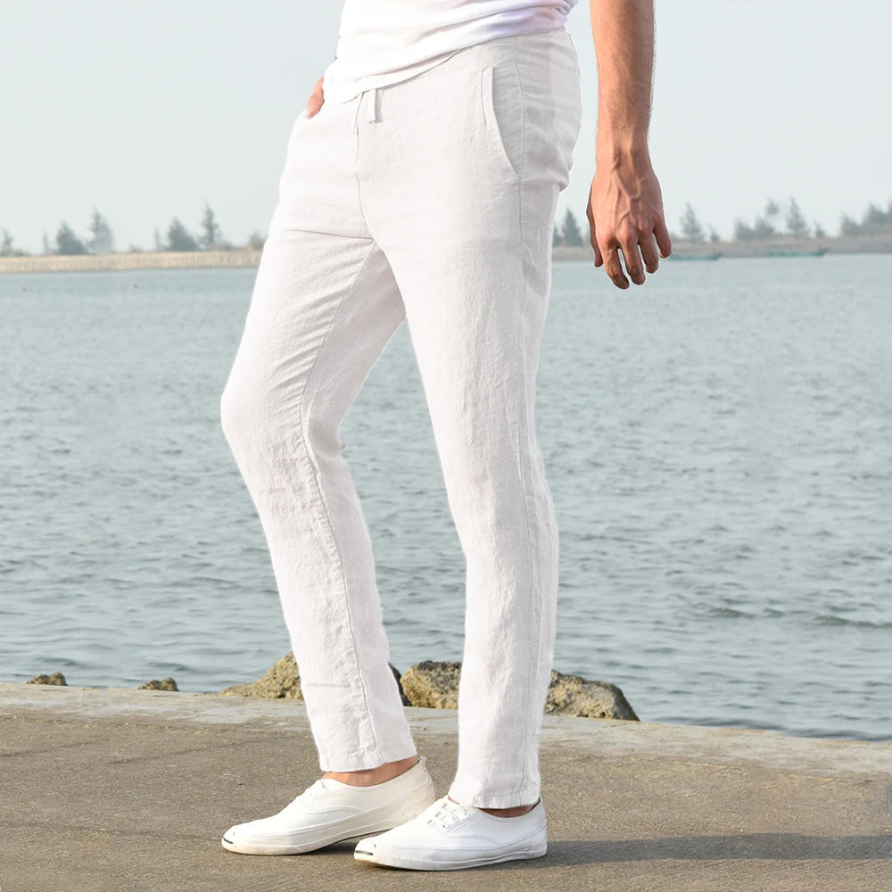 Cotton Linen Pants – Breathable Solid Color Trousers